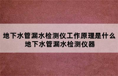 地下水管漏水检测仪工作原理是什么 地下水管漏水检测仪器